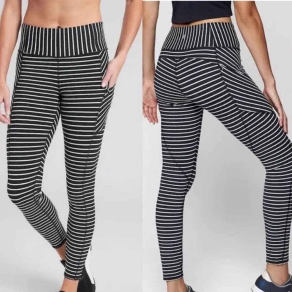 ♡ Athleta Striped Contender Leggings sz XS EUC